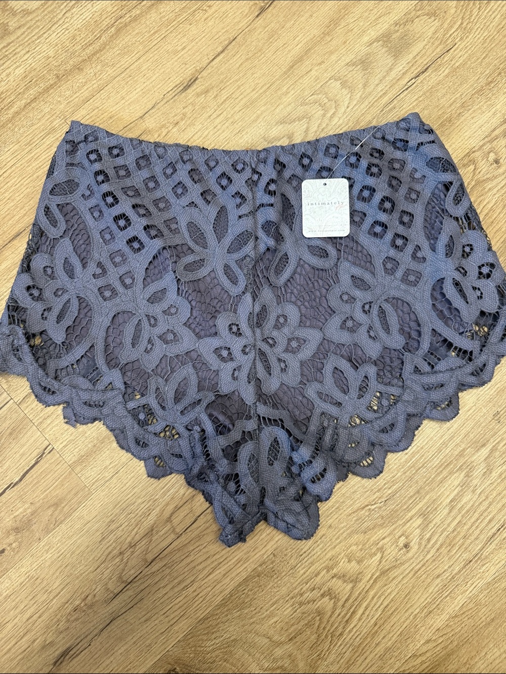 Free People Intimately Gray Lace Shorties Size S NWT